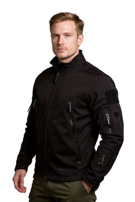 Cosywolf CW003611 Ankara Teknik Softshell Su Rüzgar Geçirmez Mont Siyah - 4