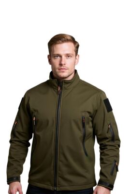 Cosywolf CW003699 Ankara Teknik Softshell Su Rüzgar Geçirmez Mont Yeşil Haki - 3