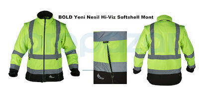 Cosywolf CW002266 Bold Reflektörlü Softshell Mont Sarı Lacivert - 2