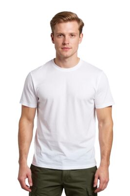 Cosywolf CW0010216 Kepez Damla Bisiklet Yaka Tişört Beyaz - 1