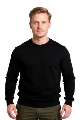Cosywolf CW007011 Bisiklet Yaka Sweatshirt Siyah 3 İplik Şardonsuz - 3