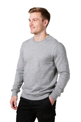 Cosywolf CW007022 Bisiklet Yaka Sweatshirt Gri Melanj 3 İplik Şardonsuz - 1