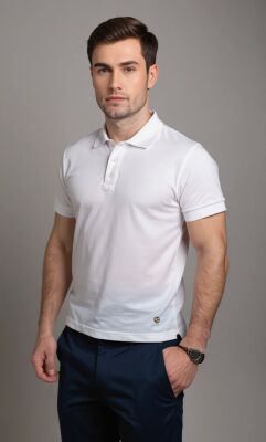 Cosywolf CW004416 Polo Yaka T-Shirt Beyaz - 2