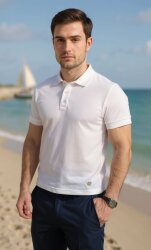 Cosywolf CW004416 Polo Yaka T-Shirt Beyaz - 1