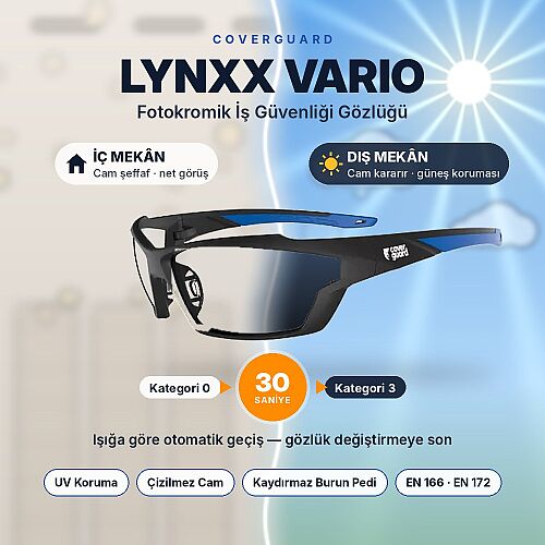 Coverguard Lynxx Vario 6LYNV Fotokromik İş Güvenliği Gözlüğü - 1