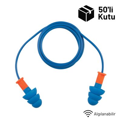 Delta Plus CONICFIRDE050 Tek Kutuda 50 Çift Kordonlu Yeniden Kullanılabilir Detectable Algılanabilir Kulak Tıkacı - 1