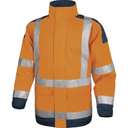 Delta Plus Easyview PU Kaplı Polyester Yüksek Görünürlüklü Parka Turuncu Lacivert - Delta Plus İSG Ürünleri