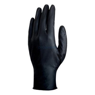 Delta Plus V1600 Pudrasız Tek Kullanımlık Elmaz Dokulu Siyah Nitril Eldiven 50 li - 1
