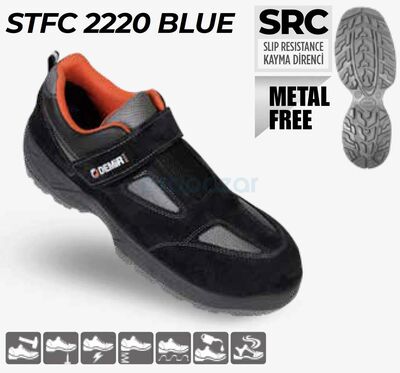DEMİR STFC 2220 BLUE S1 Süet Deri Cırtlı Kompozit Burun Ayakkabı - 1