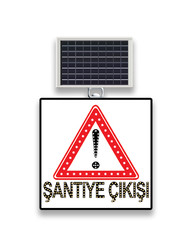 Dikkat Şantiye Çıkışı Solarlı Akülü Güneş Enerjili Levha MFK9622 - 2