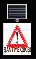 Dikkat Şantiye Çıkışı Solarlı Akülü Güneş Enerjili Levha MFK9622 - 1