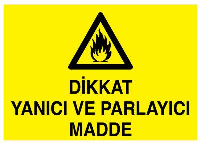 Dikkat Yanıcı Ve Parlayıcı Madde İş Güvenliği Levhası - Tabelası - 1