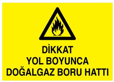 Dikkat Yol Boyunca Doğalgaz Boru Hattı İş Güvenliği Levhası - 1