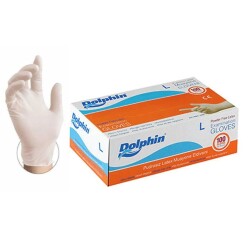Dolphin Beyaz Lateks Pudrasız Muayene Eldiveni 100lü Paket - Dolphin Eldiven