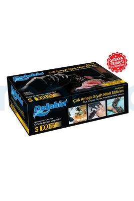 Dolphin Gıdaya Uygun Çok Amaçlı Siyah Nitril Eldiven 100lü Paket - 1