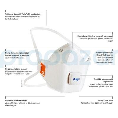 Drager 1920V Ventilli FFP2 Toz Maskesi 10'lu Paket - 2