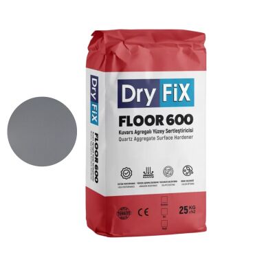 Dryfix Floor 600 Kuvars Agregalı Yüzey Sertleştirici 25 Kg Gri - 1