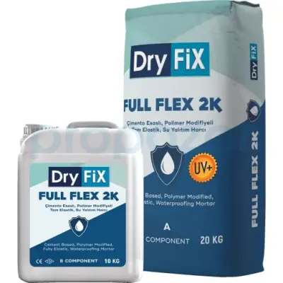 Dryfix Full Flex 2K UV Dirençli Çimento Esaslı Tam Elastik Su Yalıtımı 30 kg Set - 1