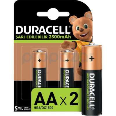 DURACELL 2500 MAH 2Lİ ŞARJLI KALEM PİL - 1