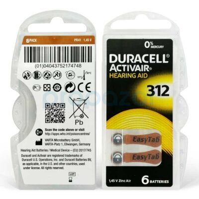 Duracell Activair 312 Kulaklık Pili 6'lı - 1