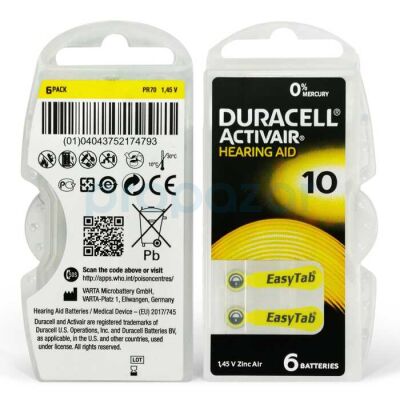 Duracell Activair10 6'lı Kulaklık Pili - 1