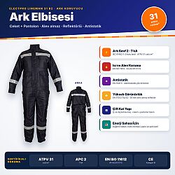 Electpro Lineman 31 B2 Elektrik Ark Elbisesi Ceket ve Pantolon – ATPV 31 cal/cm², Sınıf 2, Gri Reflektifli (13513124) - FyrPro