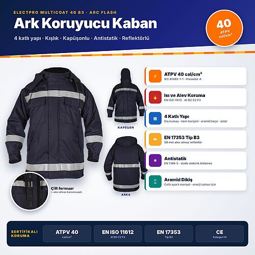 Electpro Multicoat 40 B3 Arc Flash Koruyucu Kaban – 40 cal/cm² - 1