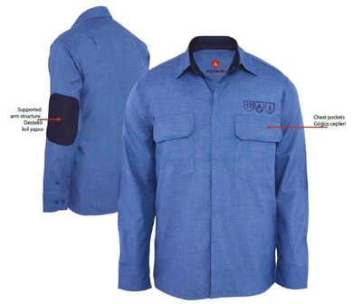 Myform 42001 Elektrikçi İçin Flame SH Ark Alev Almaz Gömlek Mavi - 1