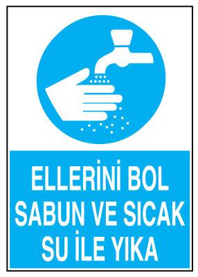 Ellerini Bol Sabun Ve Sıcak Su İle Yıka Levhası - 1