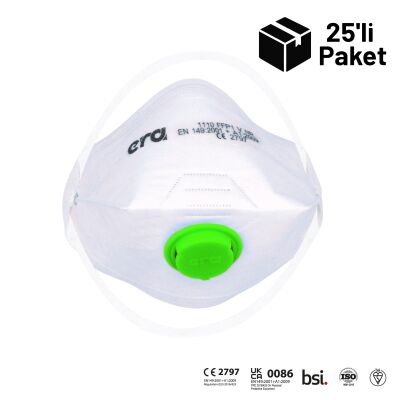 Era 1110 FFP1 Ventilli Yatay Katlanır Toz Maskesi 25'li Paket - 1
