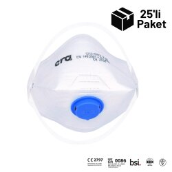 Era 1210V FFP2 NR D Ventilli Yatay Katlanır Maske 25'li Paket - ERA Toz Maskeleri