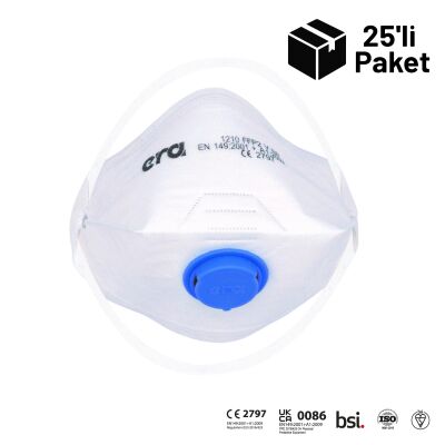 Era 1210V FFP2 NR D Ventilli Yatay Katlanır Maske 25'li Paket - 1