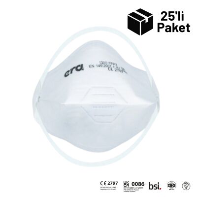 Era 1300 FFP3 NR D Ventilsiz Yatay Katlanır Maske 25'li Paket - 1