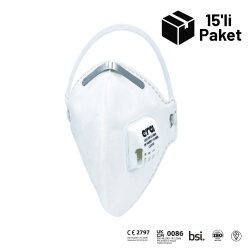 Era 4310 FFP3 V NR Ventilli C Serisi Dikey Katlanır Maske 15'li Paket - ERA Toz Maskeleri