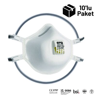 Era 6320 FFP2 V NR D Ventilli 4 Nokta Bağlantılı Maske 10'lu Paket - 1