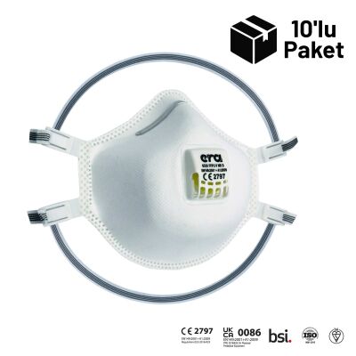 Era 6330 FFP3 V NR D Ventilli 4 Nokta Bağlantılı Maske 10'lu Paket - 1