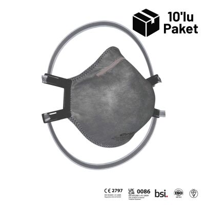 Era 7200 AC FFP2 V NR D Ventilsiz Aktif Karbon Maske 10'lu Paket - 1
