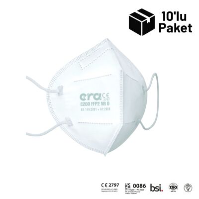 Era C200 FFP2 NR N95 Ventilsiz C Serisi Kulak Arkası Lastikli KN Tip Maske 10'lu Paket - 1