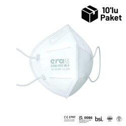 Era C200 FFP2 NR N95 Ventilsiz C Serisi Kulak Arkası Lastikli KN Tip Maske 10'lu Paket - ERA Toz Maskeleri