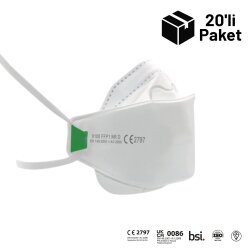 Era Premium 9100 FFP1 NR D Ventilsiz 3 Panelli Maske 20'li Paket - ERA Toz Maskeleri