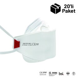 Era Premium 9300 FFP3 NR D Ventilsiz 3 Panelli Maske 20'li Paket - ERA Toz Maskeleri