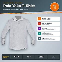 Fyr-Knit UW 50 Polo Yaka Uzun Kollu Alev Almaz T-Shirt Gri – Ark Koruyucu, ATPV 11 cal/cm², Antistatik - FyrPro