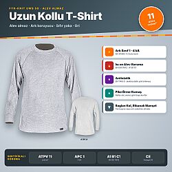 Fyr-Knit UWS 50 Sıfır Yaka Uzun Kollu Alev Almaz T-Shirt Gri – Ark Koruyucu, ATPV 11 cal/cm², Antistatik - FyrPro