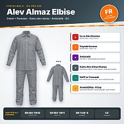 Fyrtex Multi Alev Almaz Elbise – Ceket + Pantolon G1L PRO 250 Gri - FyrPro