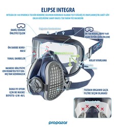 GVS Elipse SPR406 P3 Integra Gözlüklü Toz Maskesi Tam Yüz Maske - 4