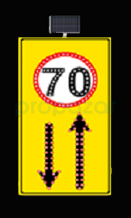 Hız Limiti 70km/h Geliş Gidiş Yol Sarı Zemin MFK9656 - 1