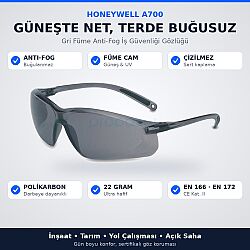 Honeywell A700 Gri Füme Anti-Fog Buğulanmaz İş Gözlüğü 1015351 - Honeywell
