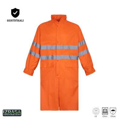 Izrasa SJ-04A İmperteks Reflektörlü Yağmurluk Neon Turuncu - 4