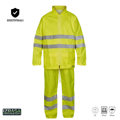 Izrasa SJ-05 İmperteks Takım Reflektörlü Yağmurluk Neon Sarı - 4