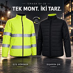Izrasa SV-20 Sarı-Siyah Çift Taraflı Reflektörlü İş Montu – 150D Oxford - 1